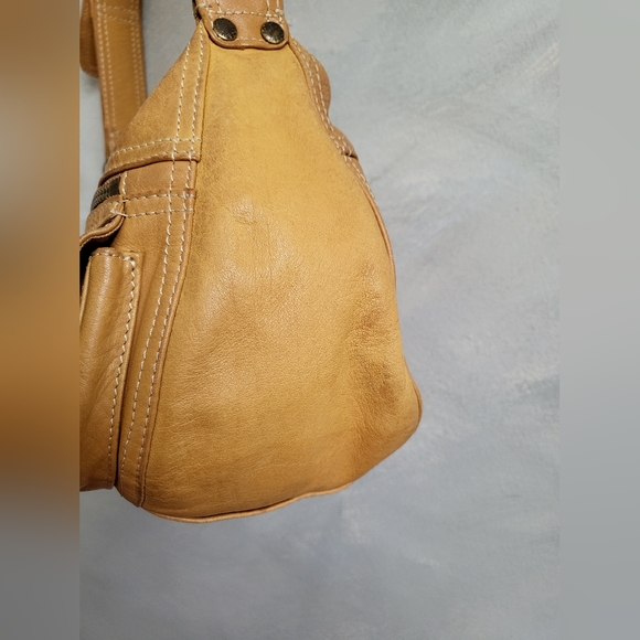 Fossil Light Brown Satchel Shoulder Bag Brass Tone Hardware  11 x 7 - Picture 4 of 16